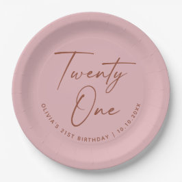 Twenty One Birthday | Dusty Rose Pink 21st Party Pappteller