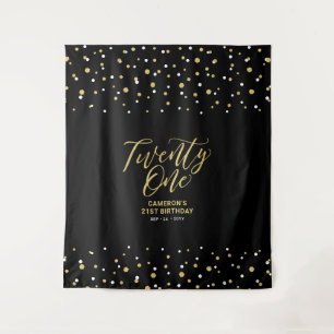 Twenty One Gold & Black Geburtstagsfeier Hinterg Wandteppich