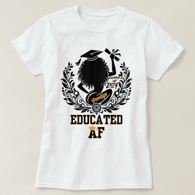 Twerk Black/Yellow Abschluss "Educated AF" T-Shirt (Design vorne)