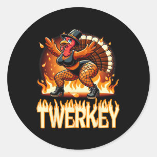 Twerkey Squad Twerking Funny Dancing Turkey Danke Runder Aufkleber