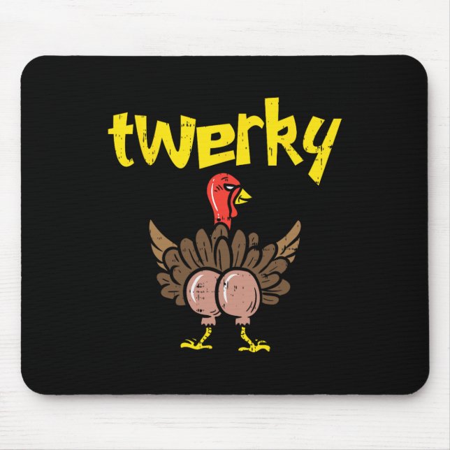 Twerky Turkey Hintern Fun Erntedank Twerk Tance Pu Mousepad (Vorne)