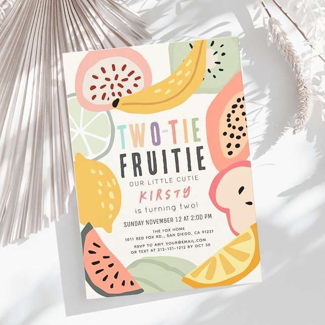 Twi-tie Fruitie Colorful Fruit 2nd Birthday Einladung (Von Creator hochgeladen)