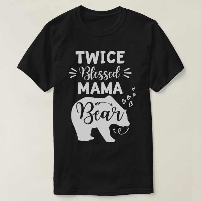 Twice Blessed Mama Bear Heart & Arrow Mom With Two T-Shirt (Design vorne)