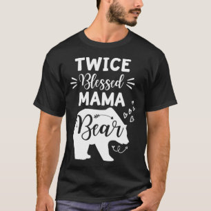 Twice Blessed Mama Bear Heart & Arrow Mom With Two T-Shirt