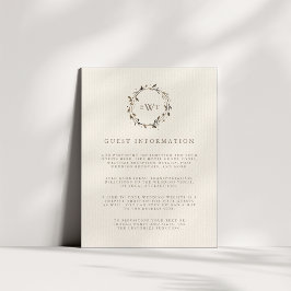 Twig | Monogram Wreath Wedding Guest Details Begleitkarte