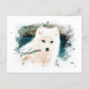 *~* Twig Snow Fox White Fox AP18 Polar Postkarte