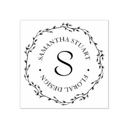 Twig Wreath Monogram Gummistempel
