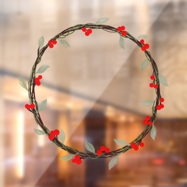 Twiggy Winter Kranz mit Blätter und Berries Fensteraufkleber (Blatt 2)