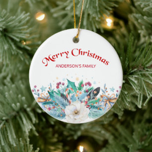 Twigs und Rose Keramik Ornament