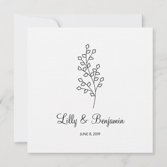 Twigs Wedding Monogram Invitation Design Einladung (Vorderseite)