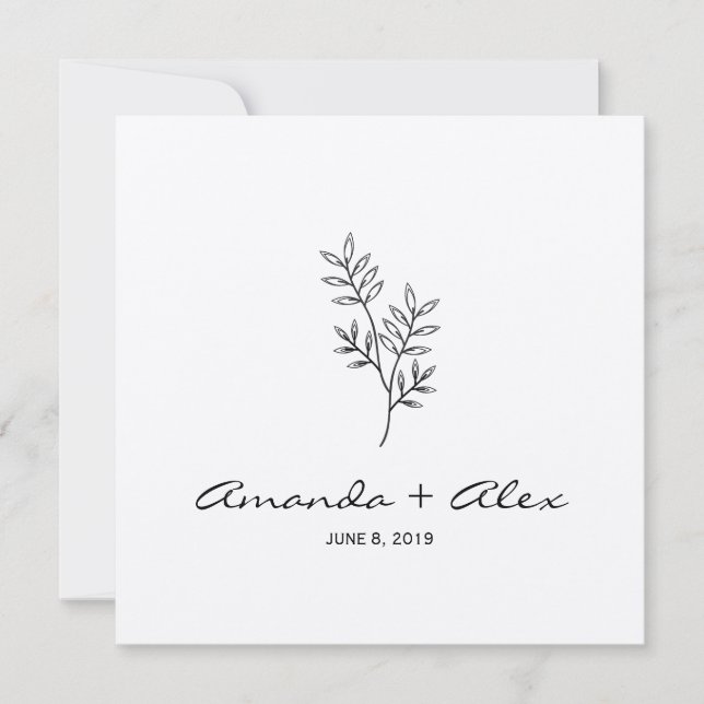 Twigs Wedding Monogram Invitation Design Einladung (Vorderseite)