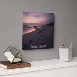 Twilight am Meer Quadratische Wanduhr