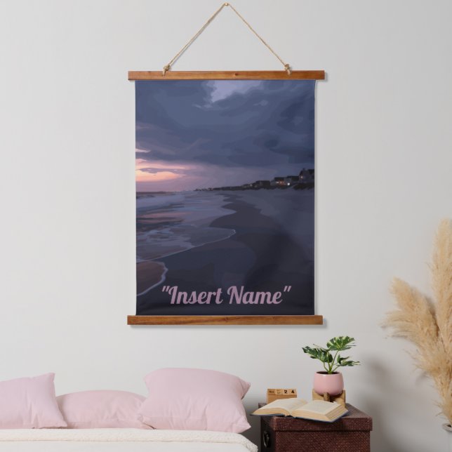 Twilight am Meer Wandteppich Mit Holzrahmen (Schlafzimmer)