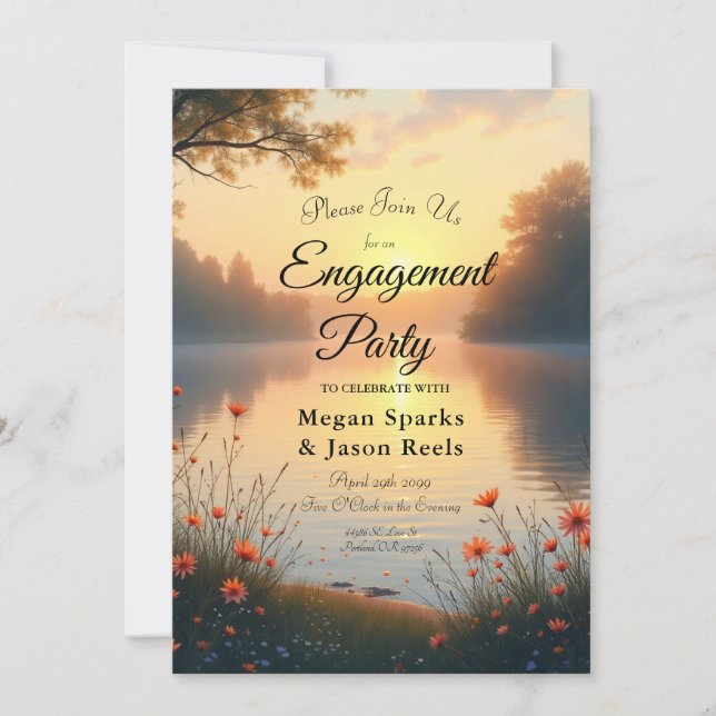 Twilight am See Whispers am Wasser Einladung (Vorderseite)