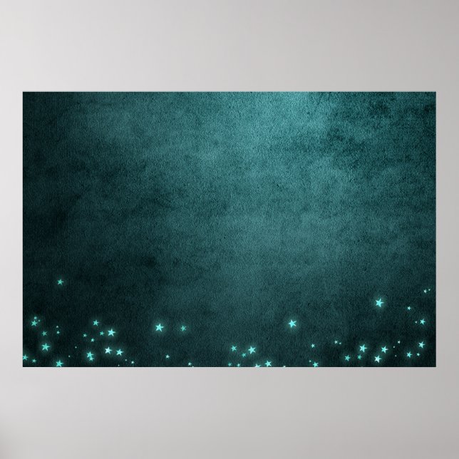 Twilight Aquamarin | Tiefgrünes Aqua Neon Glow Sta Poster (Vorne)