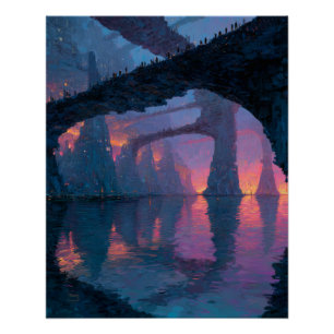Twilight Arch Bridge Reflexions-Fantasie-Kunst Poster