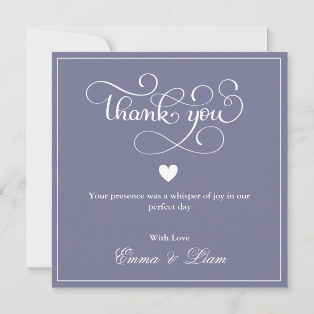 Twilight Bloom Minimal Wedding Flat Thankyou Card (Vorderseite)