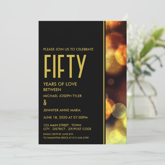 Twilight Bokeh Lights, Jahrestag Einladung (Stehend Vorderseite)