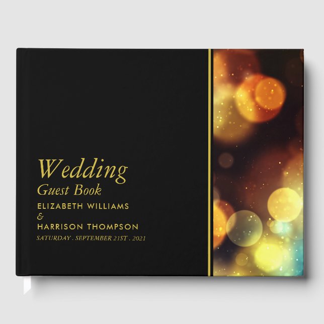 Twilight Bokeh Lights Wedding Guest Book Gästebuch (Vorderseite)