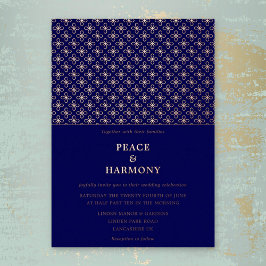 Twilight Charms Rose Gold Navy Blue Wedding Folieneinladung