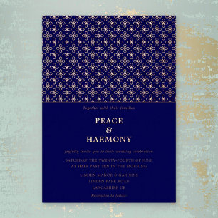 Twilight Charms Rose Gold Navy Blue Wedding Folieneinladung