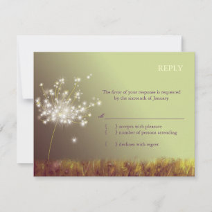 Twilight Dandelion Wedding RSVP Karte