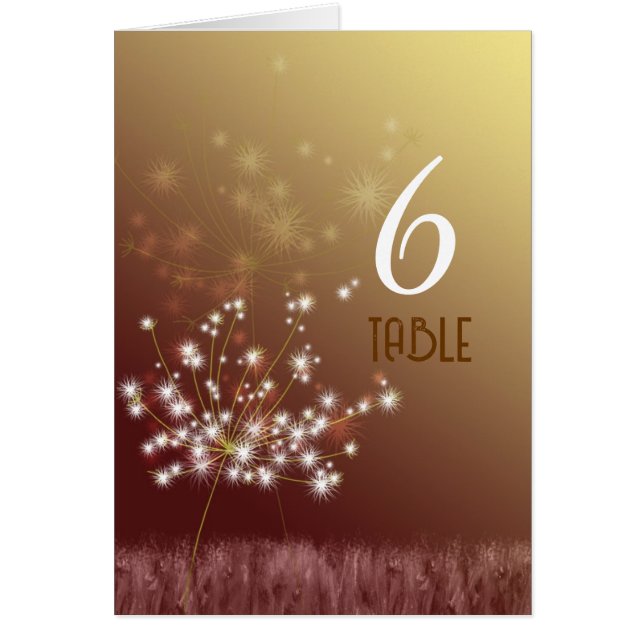 Twilight Dandelions Hochzeit im Herbst Tischnummer (Vorne)