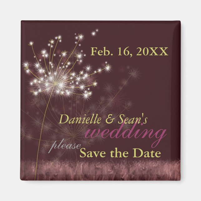 Twilight Dandelions Wedding Save the Date Magnet (Vorne)