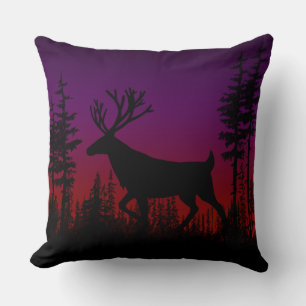 Twilight Dusk Woodland Pinienwald Stag Kissen
