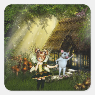 Twilight Fairy Haven Quadratischer Aufkleber