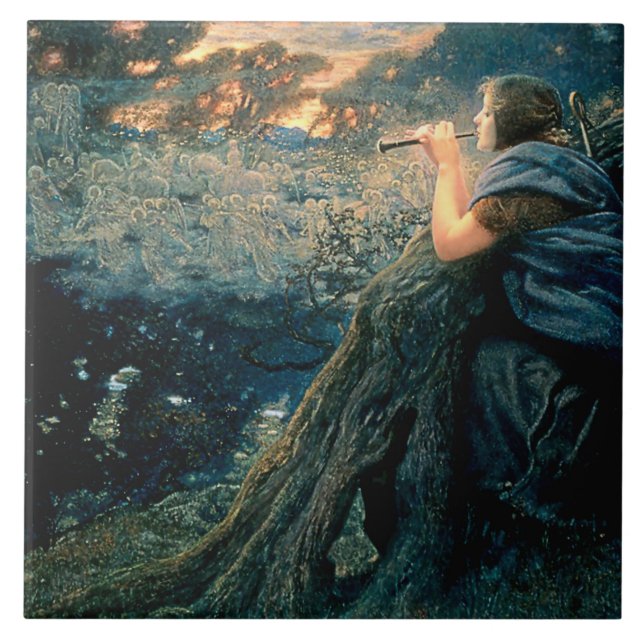 "Twilight Fantasy" von Edward Robert Hughes Fliese (Vorderseite)