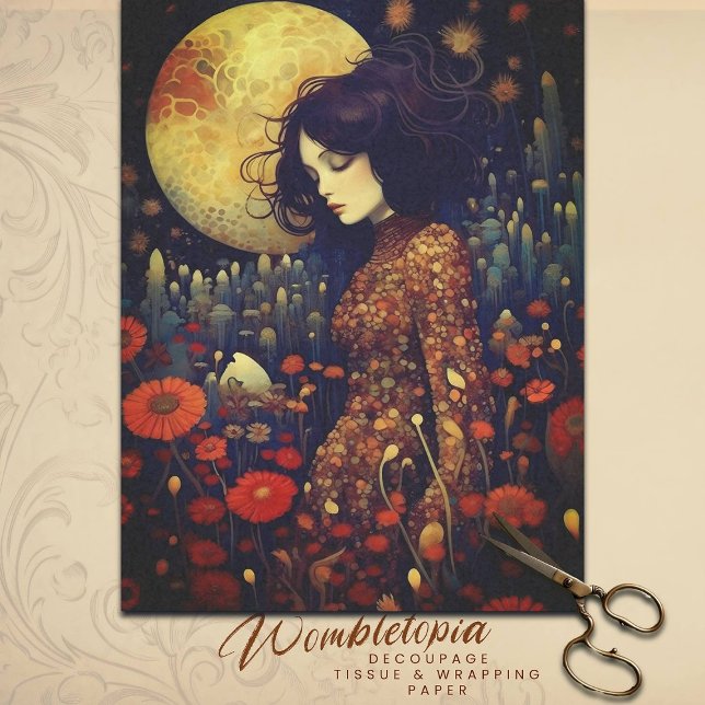 Twilight Floral Fantasy Art Nouveau Portrait Seidenpapier (Von Creator hochgeladen)