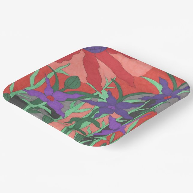 Twilight Floral Garden Pappteller (Gewinkelt)