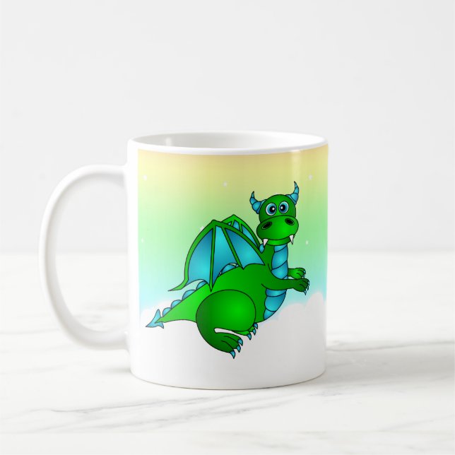 Twilight Flug - niedlicher grüner u. blauer Drache Kaffeetasse (Links)