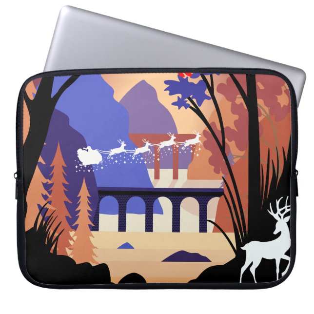Twilight Forest Christmas Santa Sleigh Laptopschutzhülle (Vorderseite)