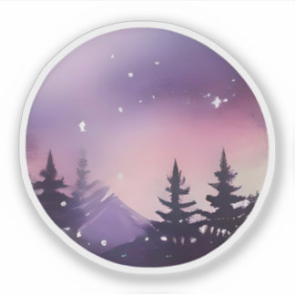 Twilight Forest: Dreamy Mountain Glow Aufkleber