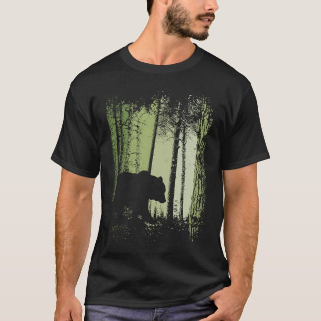Twilight Forest Outdoor Romantic Grizzly Bear Silh T-Shirt (Vorderseite)