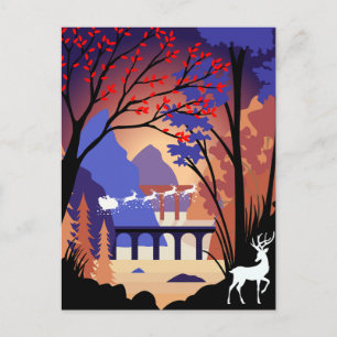 Twilight Forest Weihnachten Santa Schlitten Ankündigungspostkarte