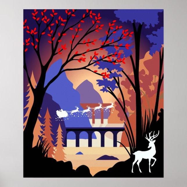 Twilight Forest Weihnachten Santa Schlitten Poster (Vorne)