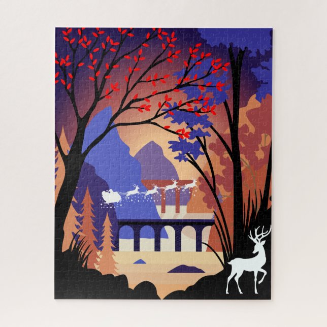 Twilight Forest Weihnachten Santa Schlitten Puzzle (Vertikal)