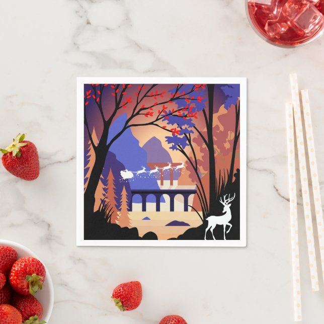 Twilight Forest Weihnachten Santa Schlitten Serviette (Beispiel)