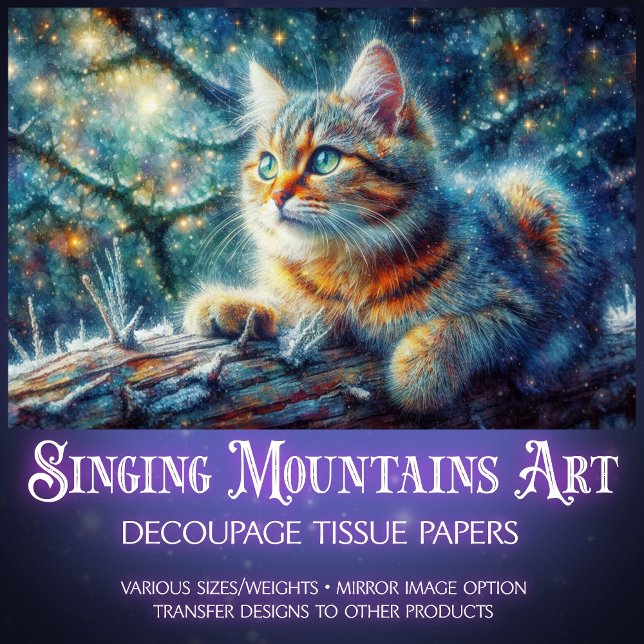 Twilight Forest Woodland Fantasy Cat Decoupage  Seidenpapier (Von Creator hochgeladen)