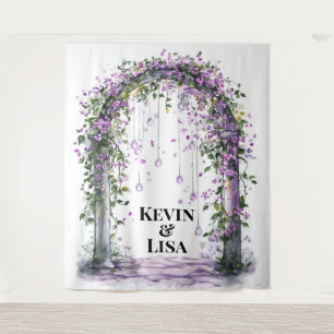 Twilight Garden Arch Wedding Background Wandteppich
