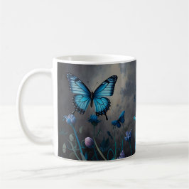 Twilight Garden Schmetterling und gelbe Blume blüh Kaffeetasse