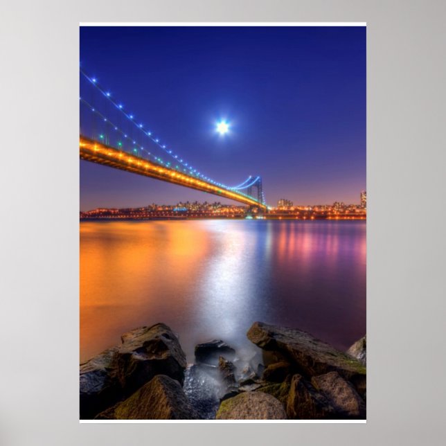 Twilight, George Washington Bridge, Palisades, NJ. Poster (Vorne)