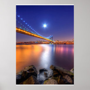 Twilight, George Washington Bridge, Palisades, NJ. Poster