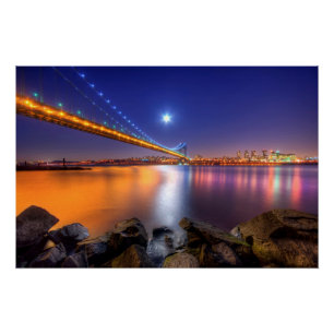 Twilight, George Washington Bridge, Palisades, NJ. Poster