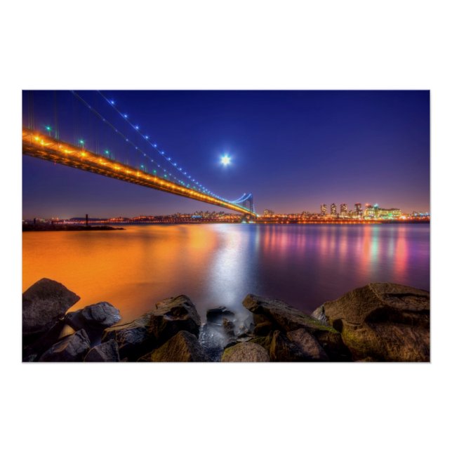 Twilight, George Washington Bridge, Palisades, NJ. Poster (Vorderseite)
