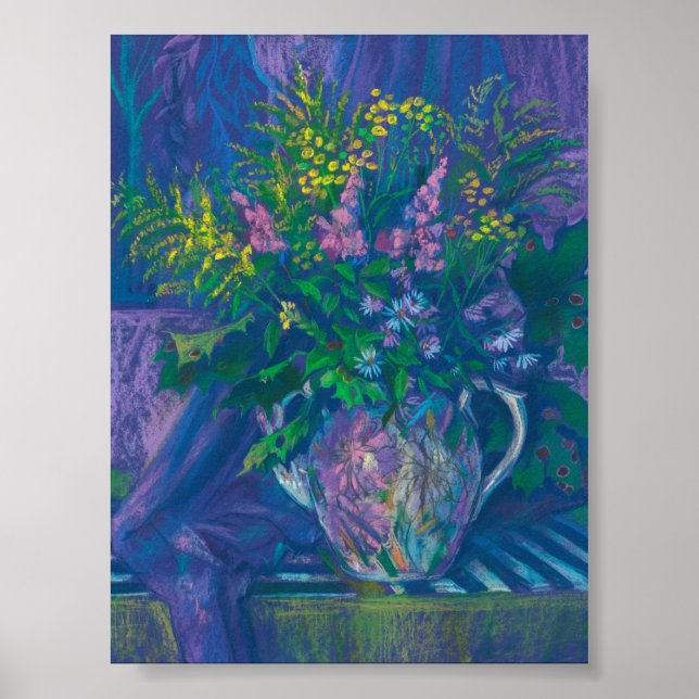 Twilight & Goldenrod Wildblumen Pastellfarben Poster (Vorne)