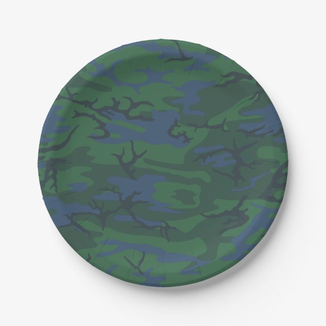Twilight Green Camouflage Pappteller (Vorderseite)
